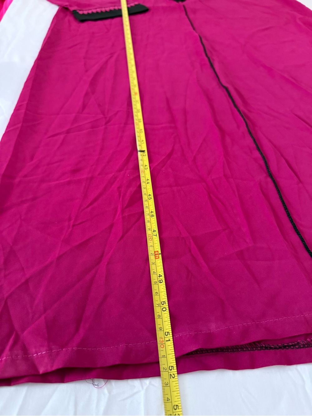 Moroccan Djellaba Fuchsia Black Trim Lightweight Elegant Caftan. - Picture 8 of 10